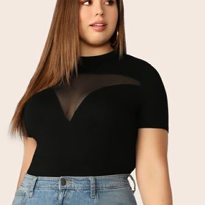 Black Plus Size Form Fitting Tee from SHEIN